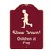 Signmission Designer Series-Slow Down Children At Play Burgungy Heavy-Gauge Aluminum, 24" x 18", BU-1824-9891 A-DES-BU-1824-9891 - alternate 1